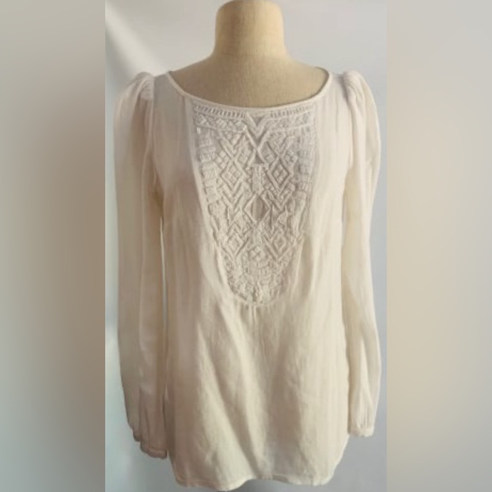 IKKS: Cream Blouse with Lace Detail